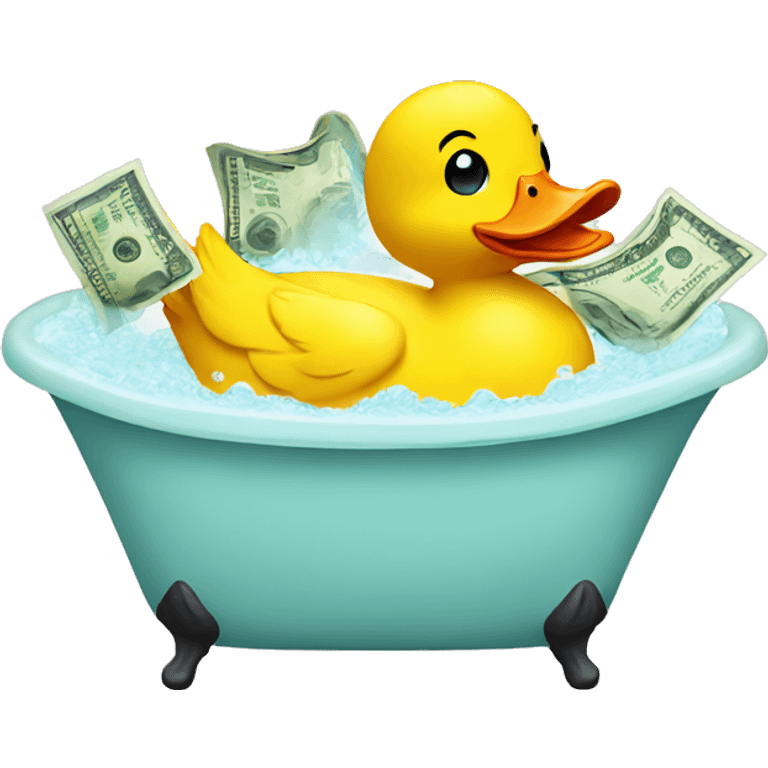 Bath duck with money emoji