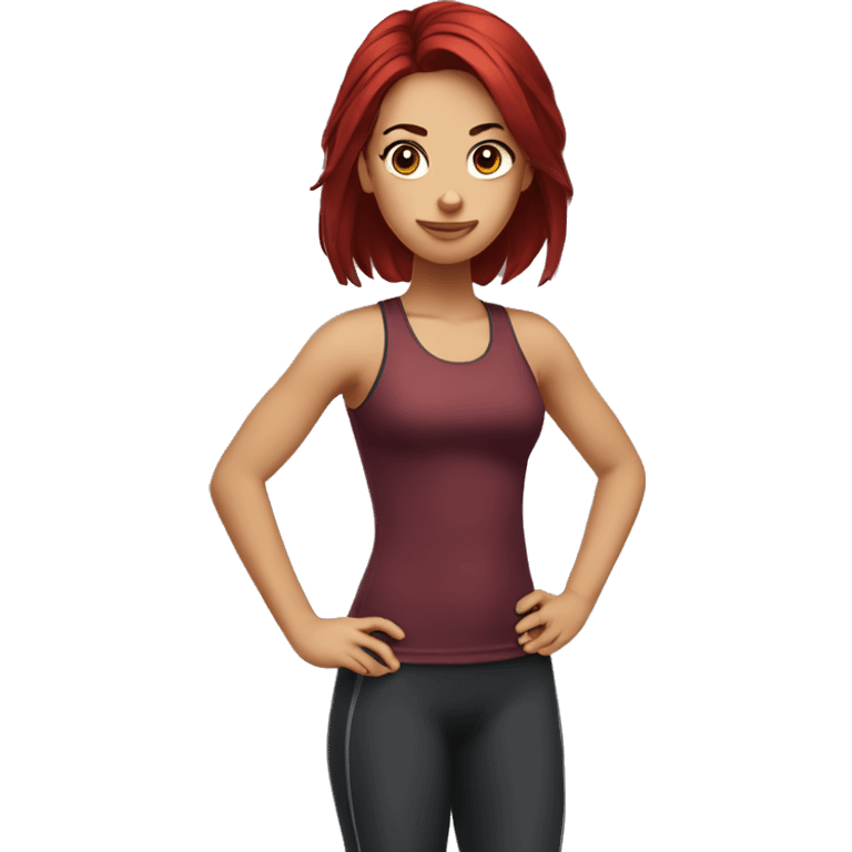 girl dark red hair gym pose emoji