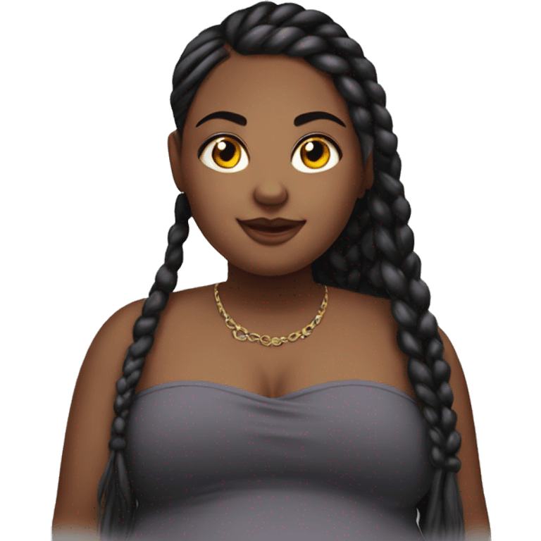 Obese black girl long braids luxury emoji