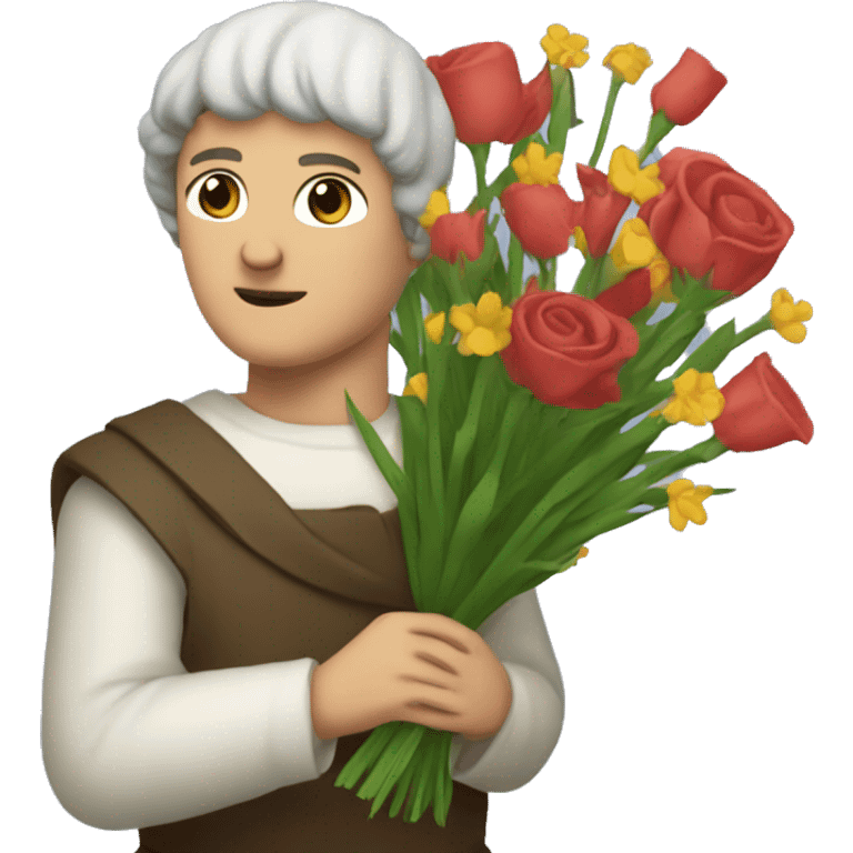 Petrarch holding a bouquet of flowers emoji