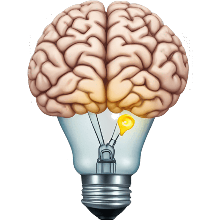 human brain with an idea lightbulb emoji