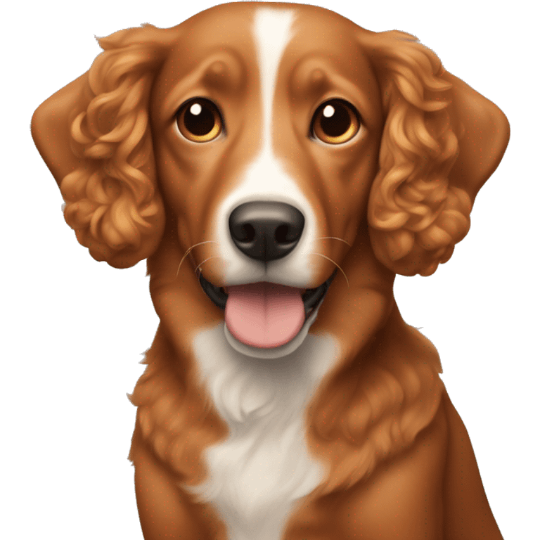 Light red dog with curly hair on ears and a white snout emoji