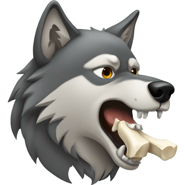 Wolf with bone in mouth emoji