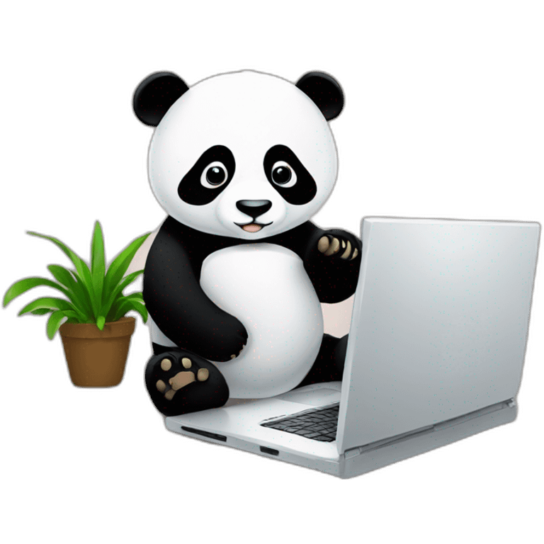 panda is working on laptop emoji