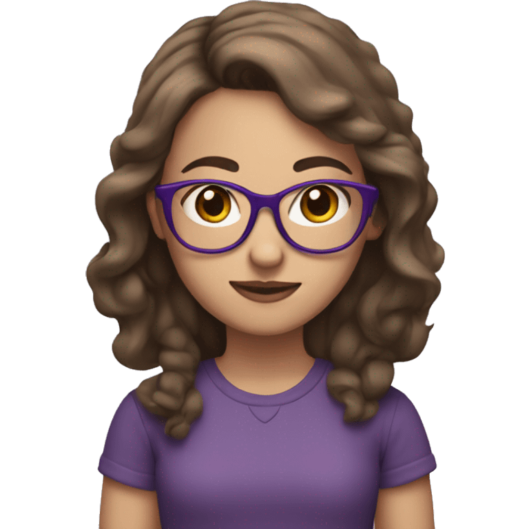 Girl who has brown hair and purple glasses emoji