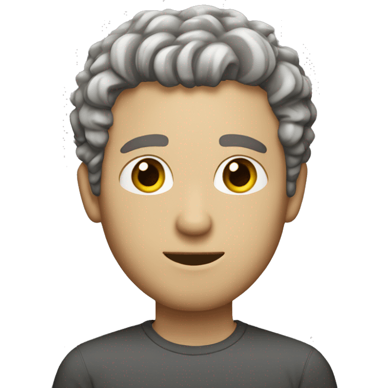 white male, short curly hair, light brown with a hint of grey, stubble, eye roll expression. emoji