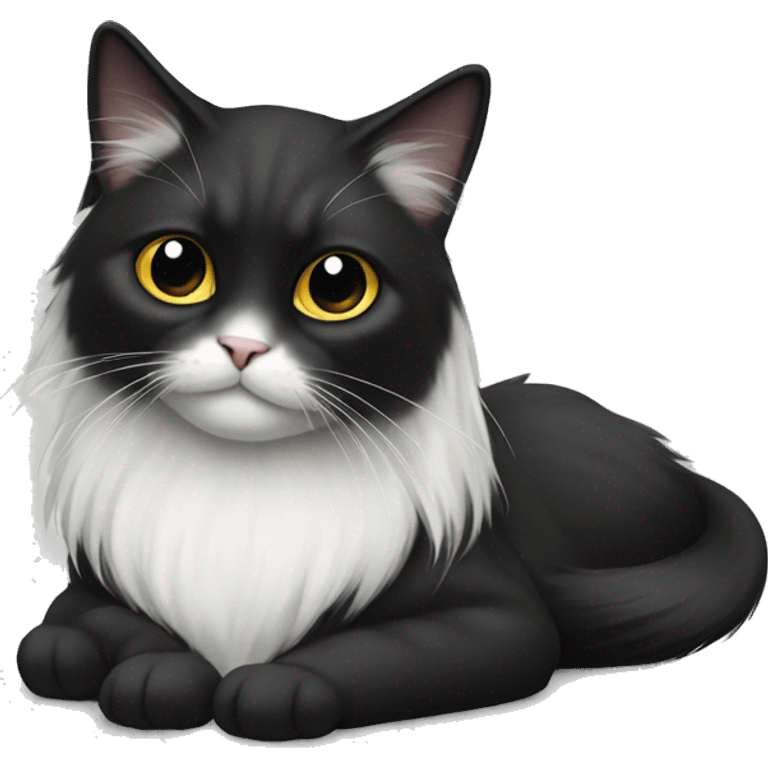 half black and half white long hair cat emoji