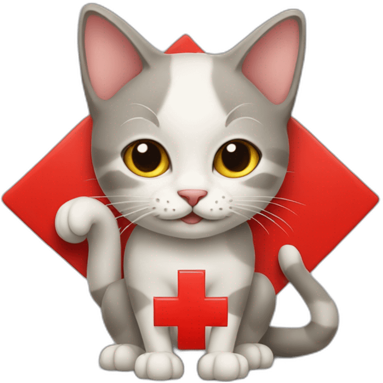 cat with a sign of a red cross emoji