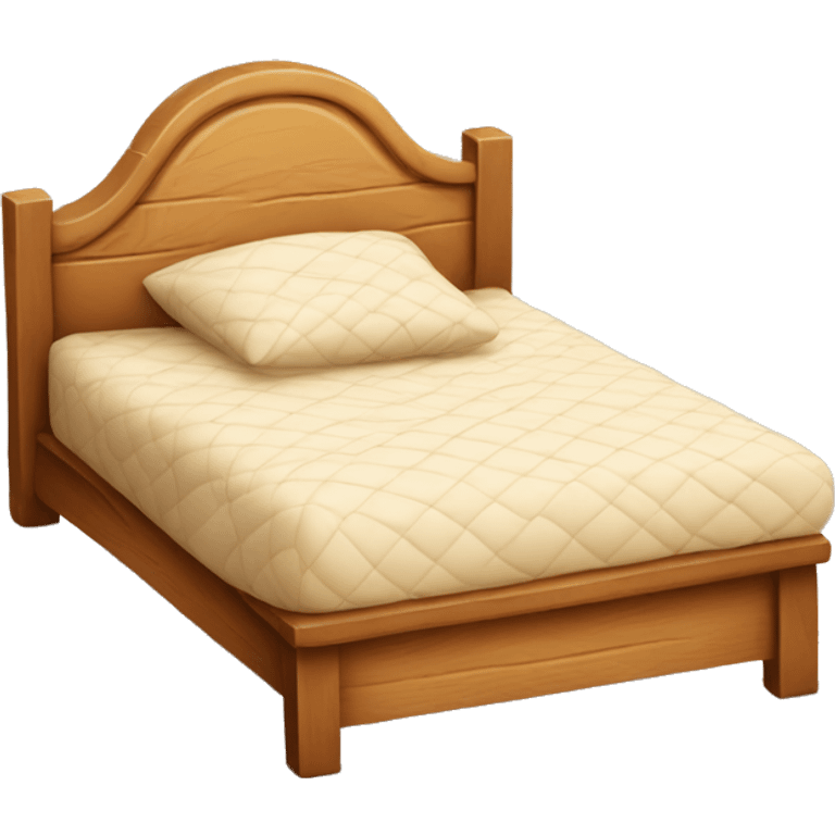 Cute wooden bed with quilted cover  emoji