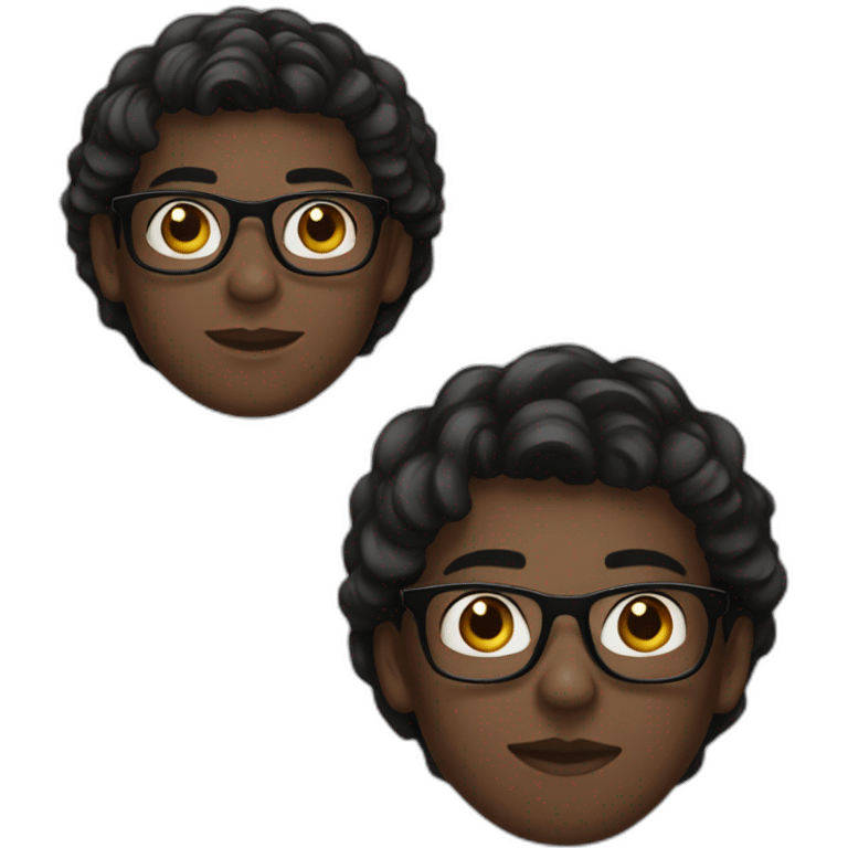 A 17-year-old boy wearing black glasses, with dark skin and elegant hair emoji