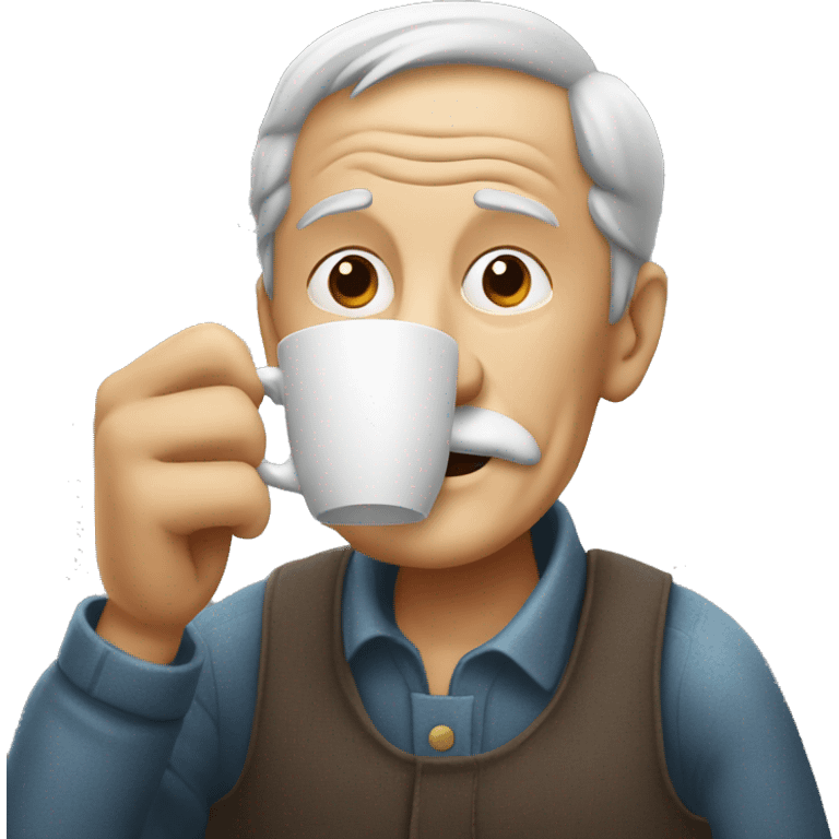 A old man drinking Coffee  emoji