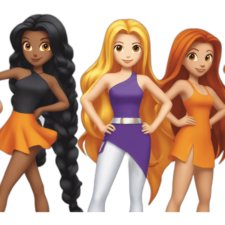 totally spies 3 girls with blond-hair black-hair orange-hair emoji