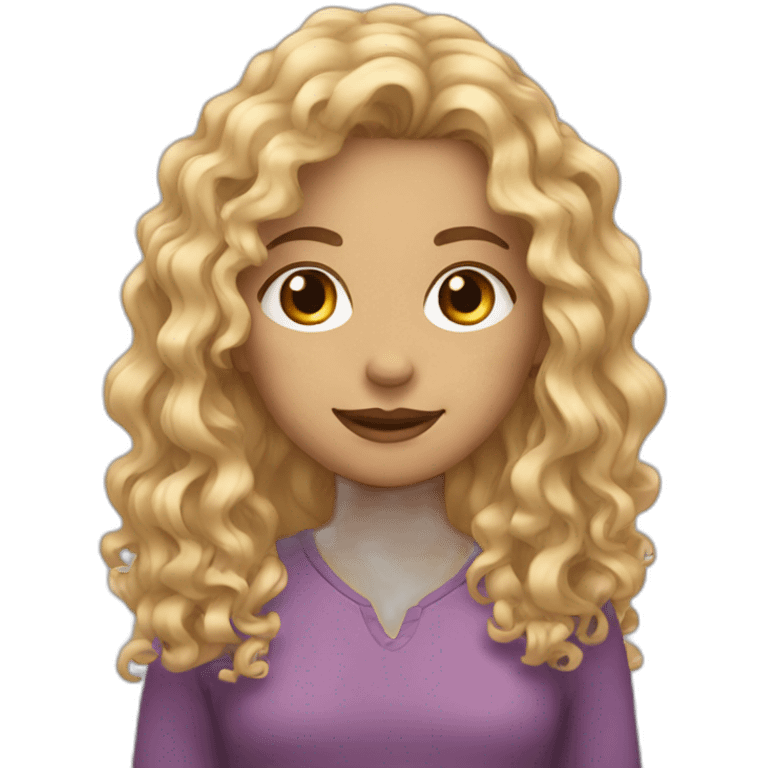 curly blonde girl long hair emoji