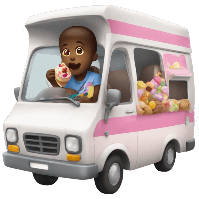 kids in a van eaTING SWEETS emoji