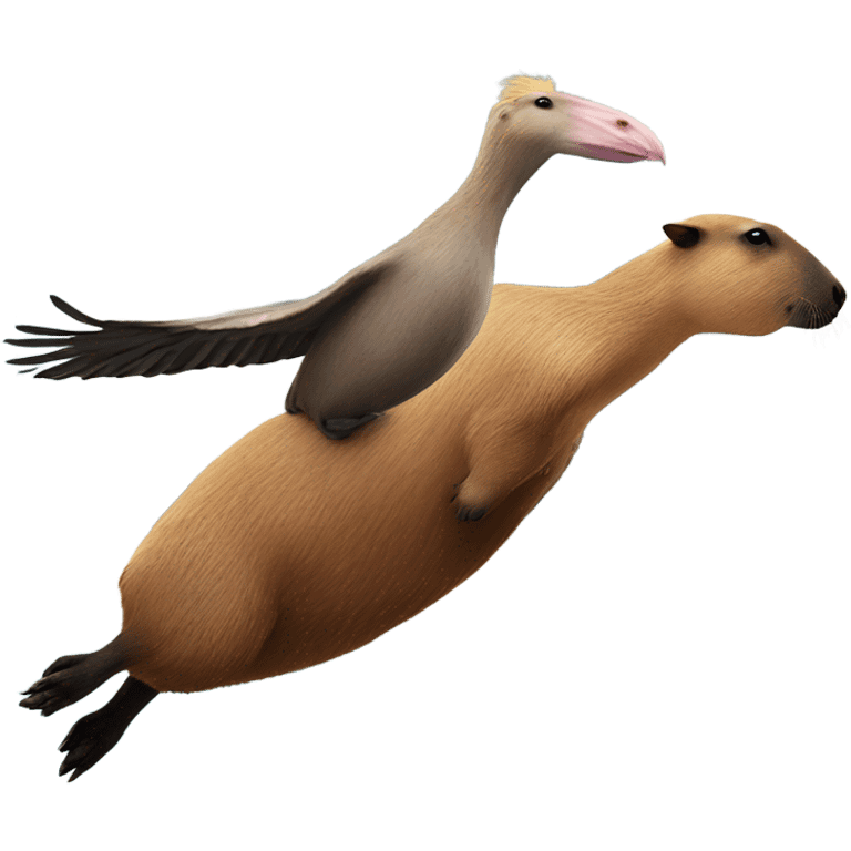 Capybara big bum flying on a pelican  emoji