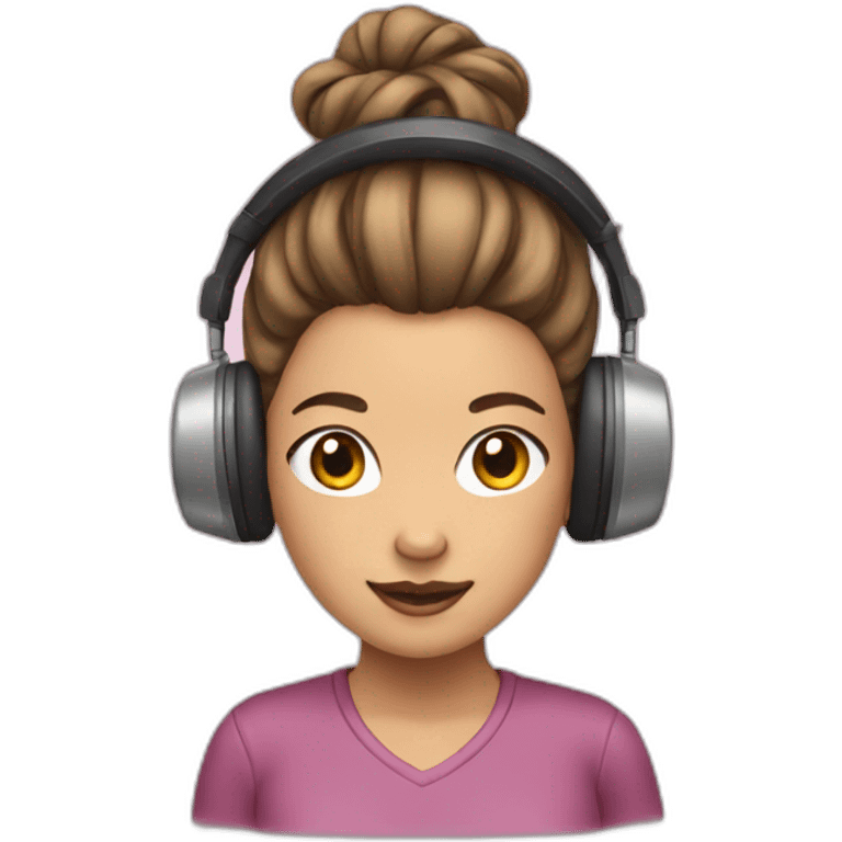 girl with her hair in a bun and a radio emoji