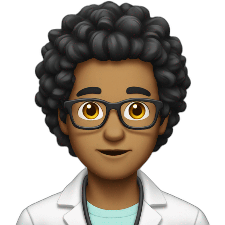 crazy scientist black hair emoji