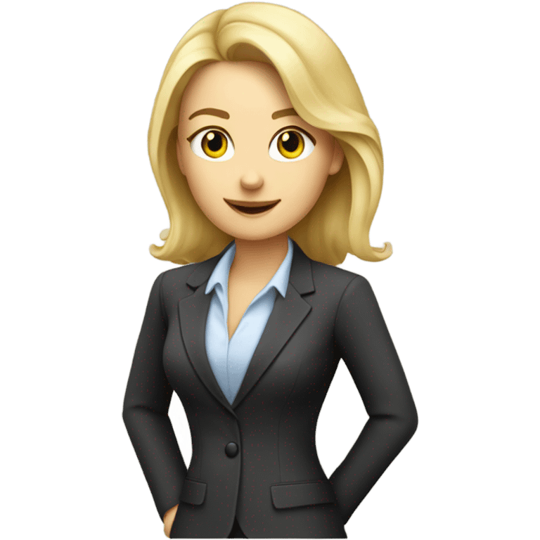 Pretty Caucasian blonde woman in a suit working  emoji