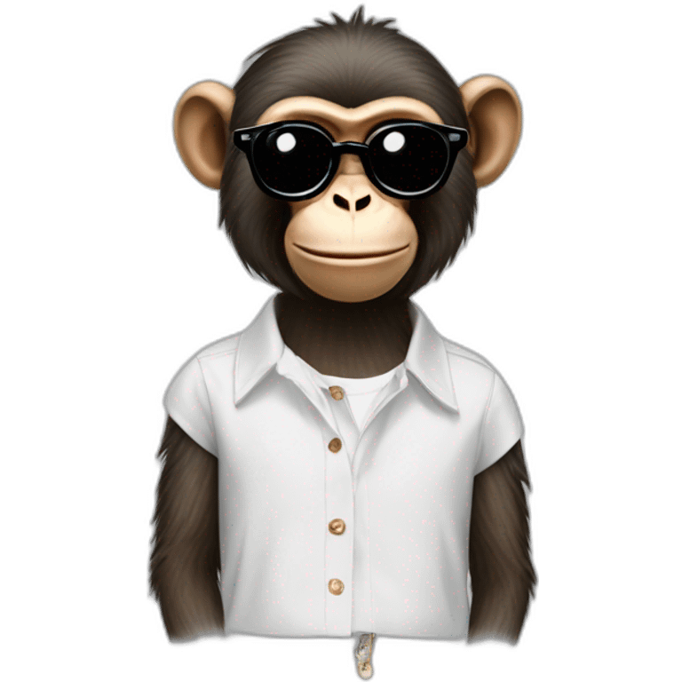 monkey with glasses and Balenciaga clothing emoji