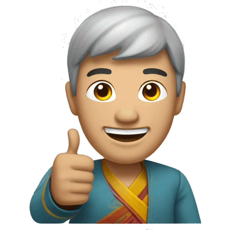 Smiling Mongolian man showing thumbs up  emoji