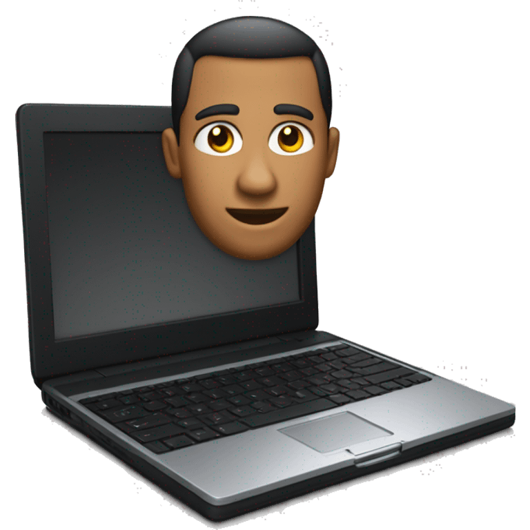 2001 black Mac laptop tilted facing forward emoji