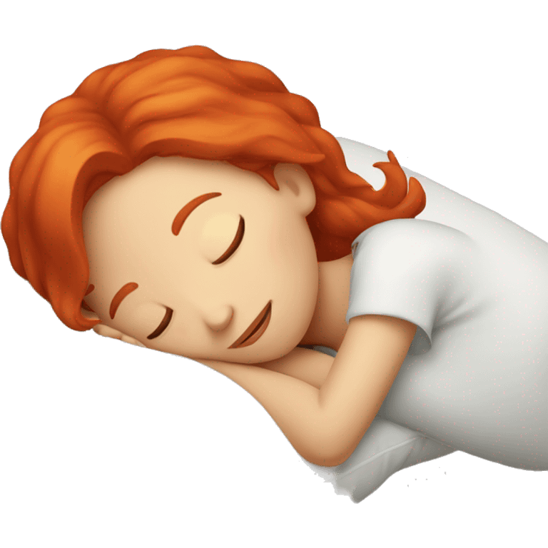 Girl with red hair sleeping on pillow  emoji