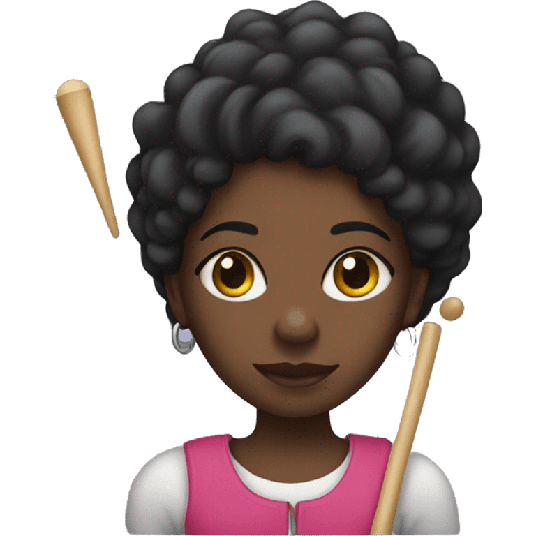 black girl with a drumstick emoji