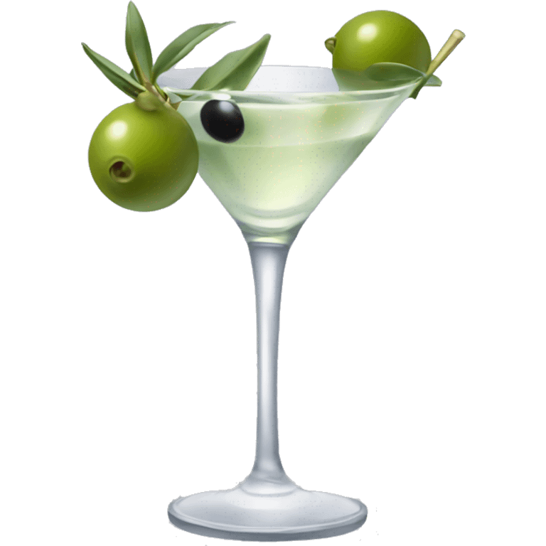 Clear martini with an olive emoji