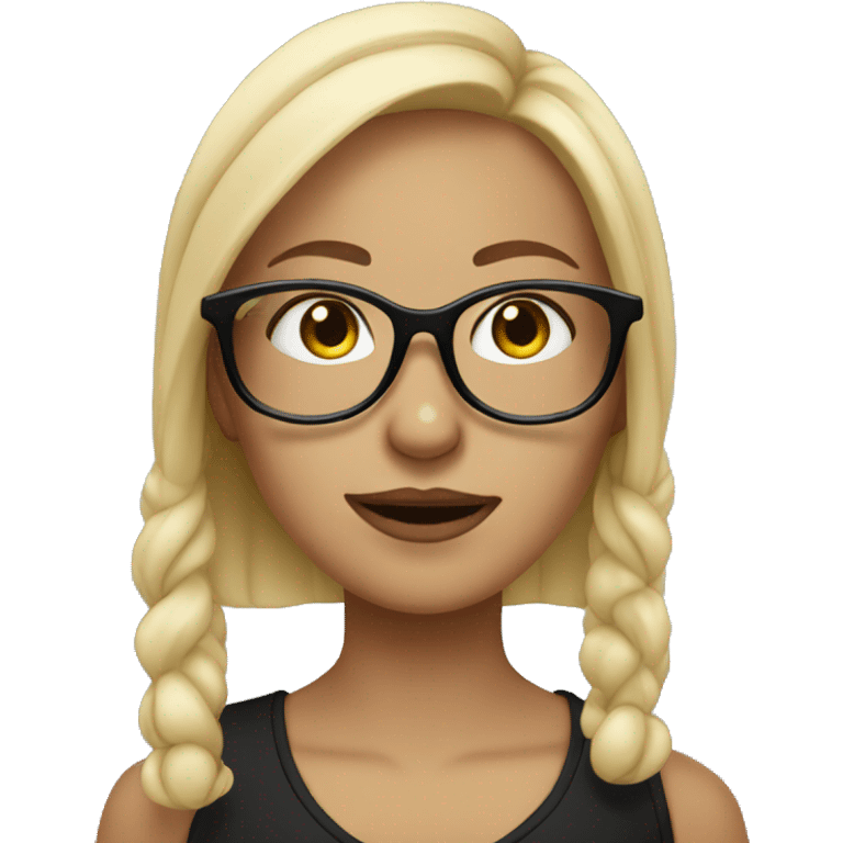 blonde girl with nose piercing and black glasses emoji