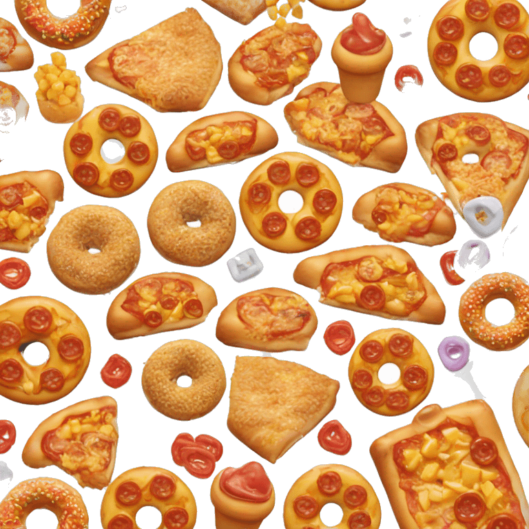 Pizza with donuts and mini corn dogs   emoji