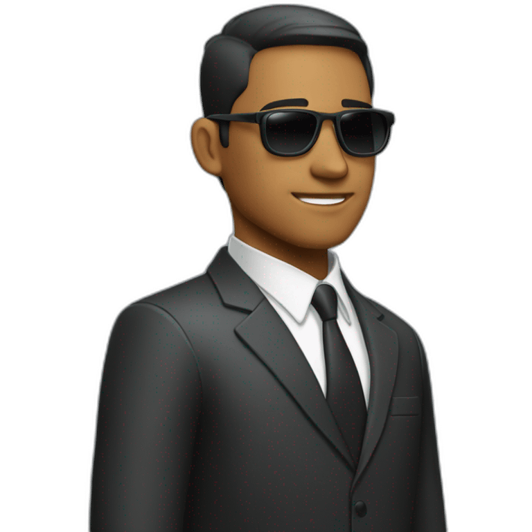 man in suit looking to the right with sunglasses down (side view) emoji