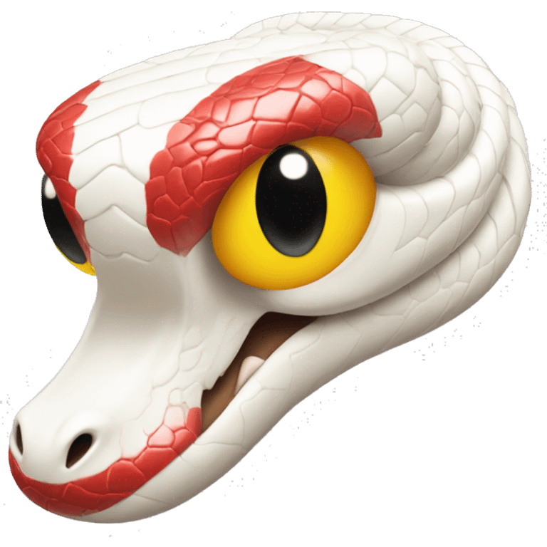 White and yellow snake with red eyes emoji