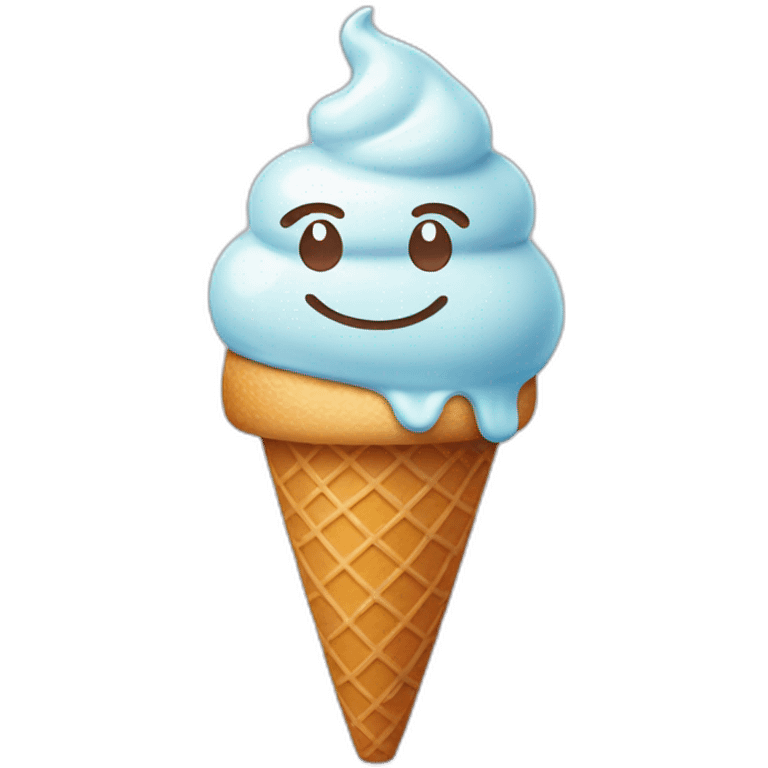 Cute ice cream on a cone with a smiley face emoji