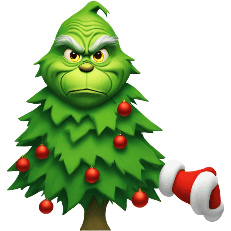 the grinch holding his christmas tree emoji