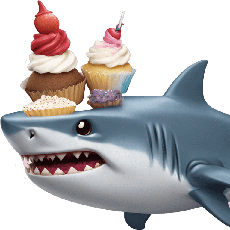 shark eating cupcakes emoji