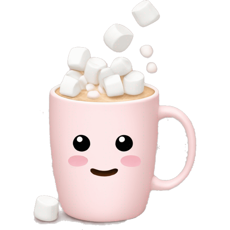 Light Pink mug of latte with marshmallows  emoji