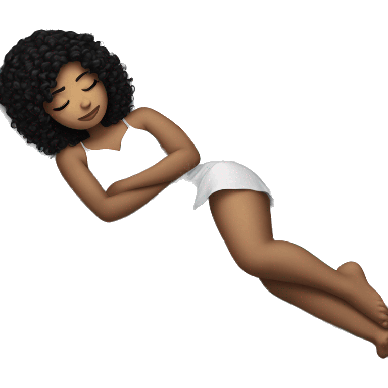 Girl Witz Curly Black Hair in bed to sleep emoji