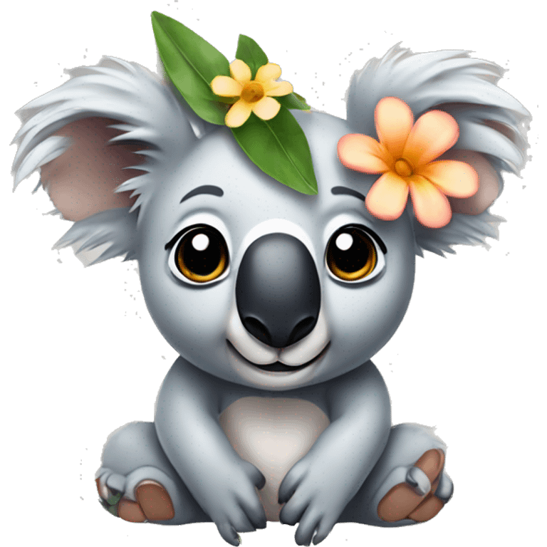 Koala with flower on head emoji