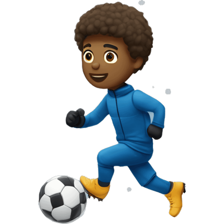 Garçon qui joue au foot sous la neige emoji