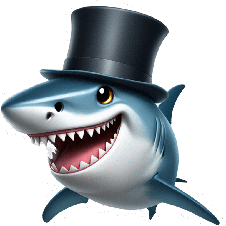 Shark with a top hat emoji