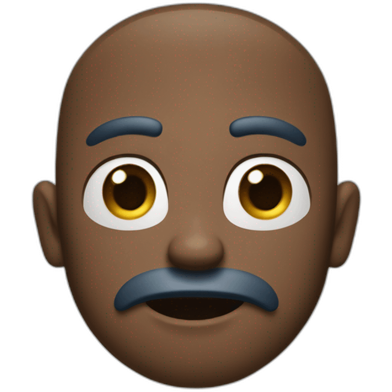 Men brown air up, blue eye, saying : Bruh ! emoji