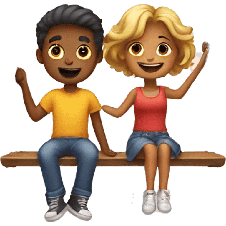 Boy and girl on swing in love emoji