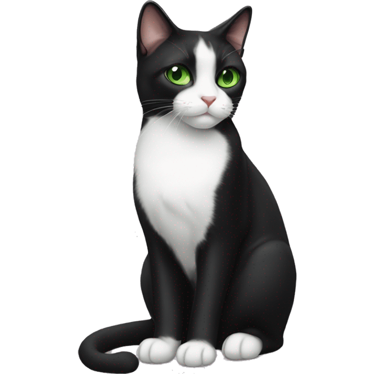 tuxedo cat with green eyes emoji