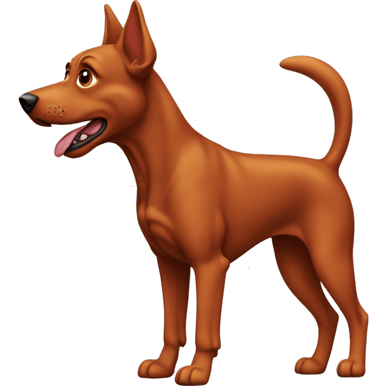 solid red dog with pointed ears running emoji