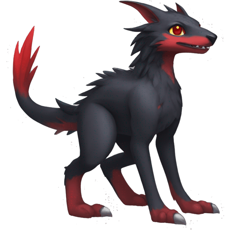 Anthro Cute cool black red nargacuga animal hybrid Fakemon full body emoji