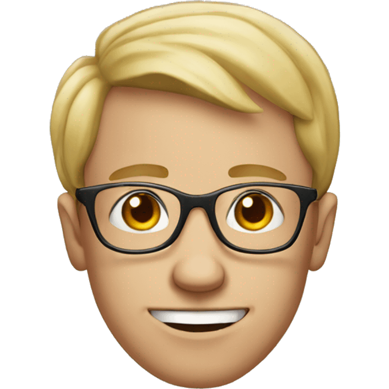 young ugly white man with round head and round glasses emoji