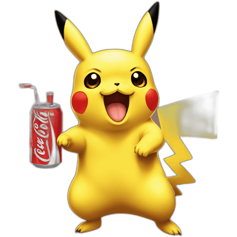 Pikachu boit un coca cola emoji