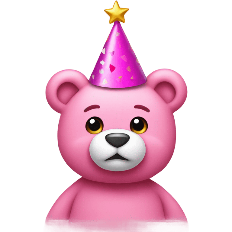 pink teddy bear with a party hat and happy birthday crown emoji