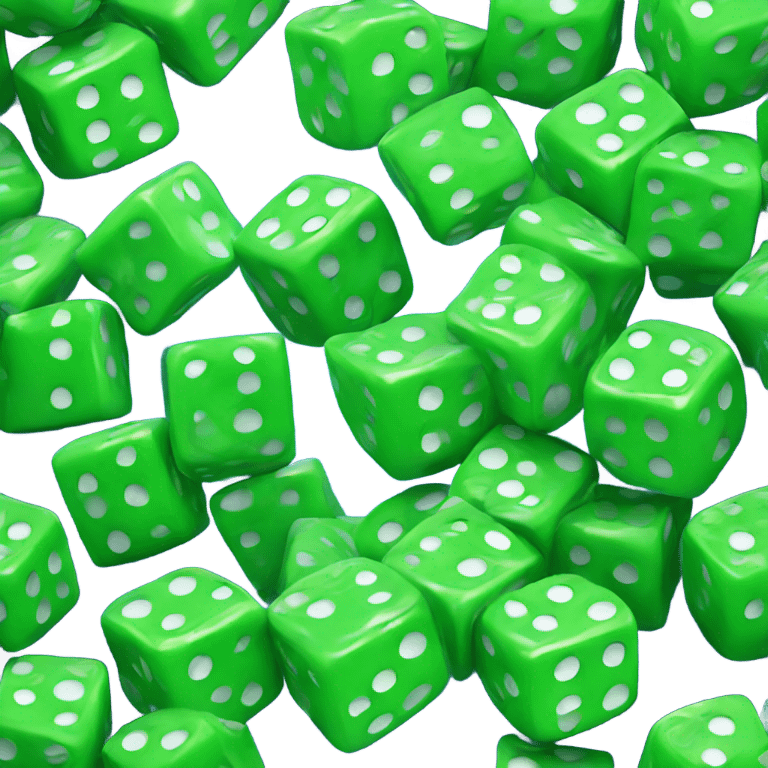 Rolling Green dice with blue flames  emoji