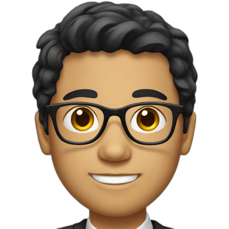 young lawyer with glasses and black hair emoji